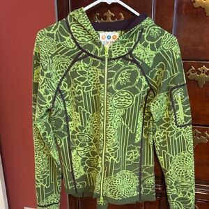 Green Floral Zip-Up Hoodie